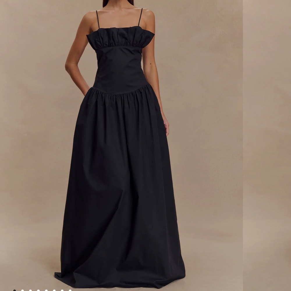 Meshki black gown - size small- nwt- Janis Cotton Frill Maxi Dress - Black